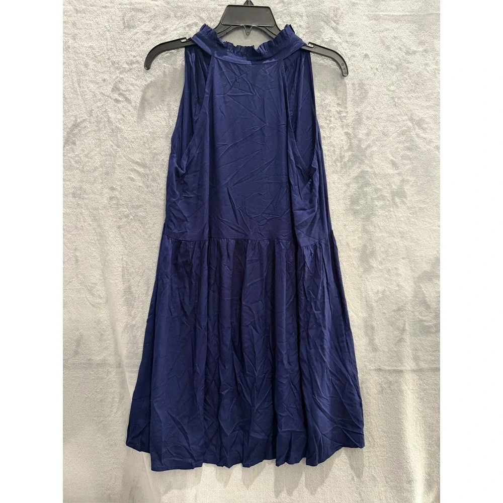 NWT Raviya Cover Up Dress Womens Navy Ruffle Neck Sleeveless Pockets Small $48
